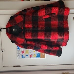 Roots Buffalo plaid teddy jacket